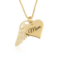 Heart Name Necklace with Angel Wing - Memorial Necklace