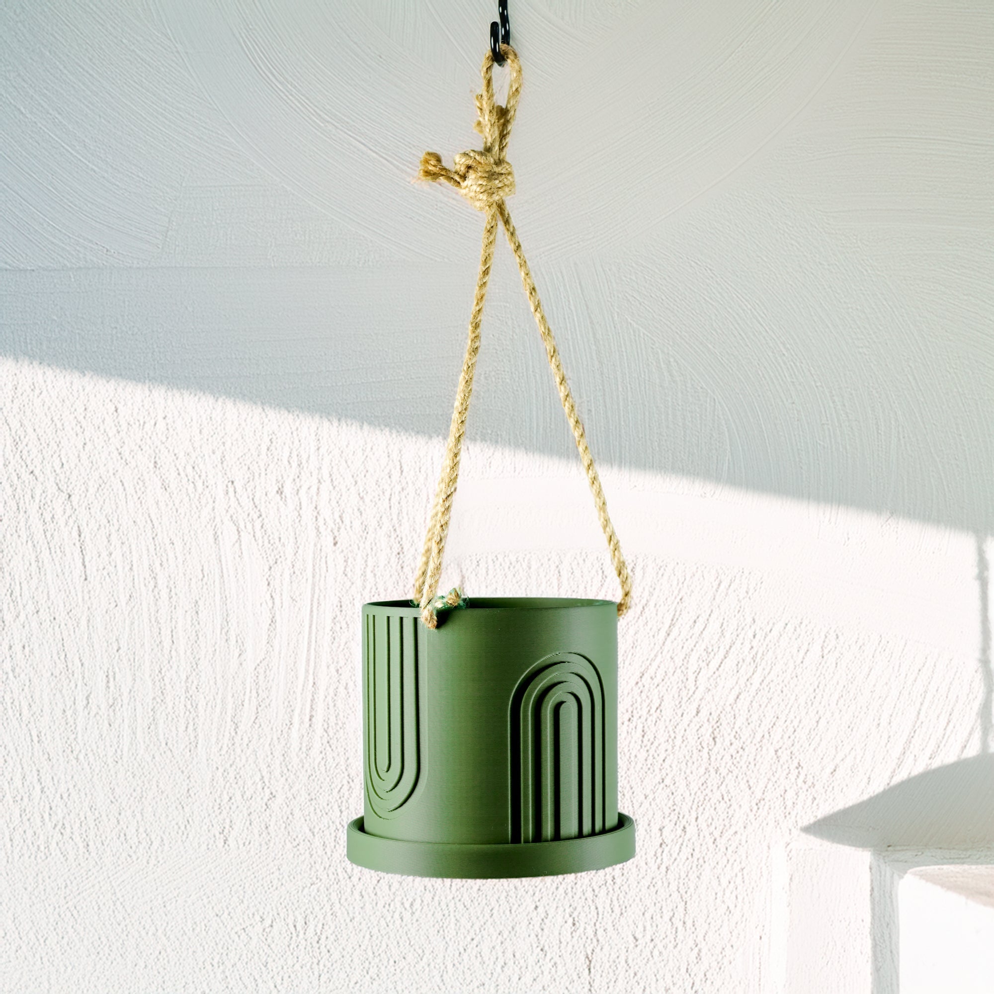 Indoor Hanging Planter for Indoor, 4 or 5 inch Hanging Plant Pot Unique Gift, 3D Printed Planter, Outdoor Patio Decor, Cottagecore Decor,BOW